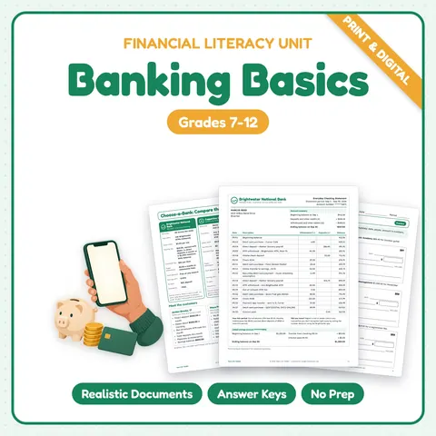 Banking Basics Worksheets cover