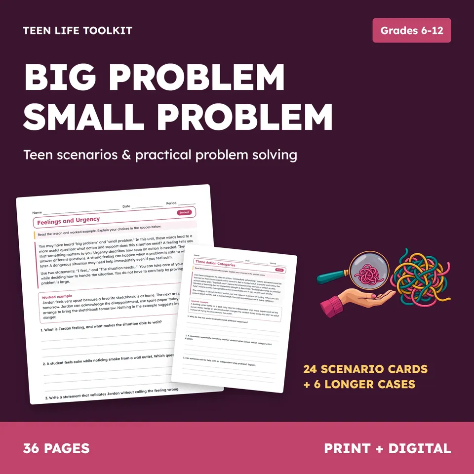 Big Problem vs Small Problem Activities for Teens cover