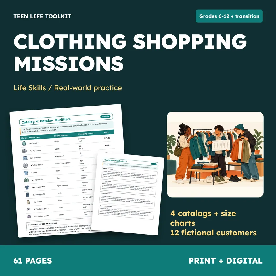 Clothing Shopping Life Skills cover