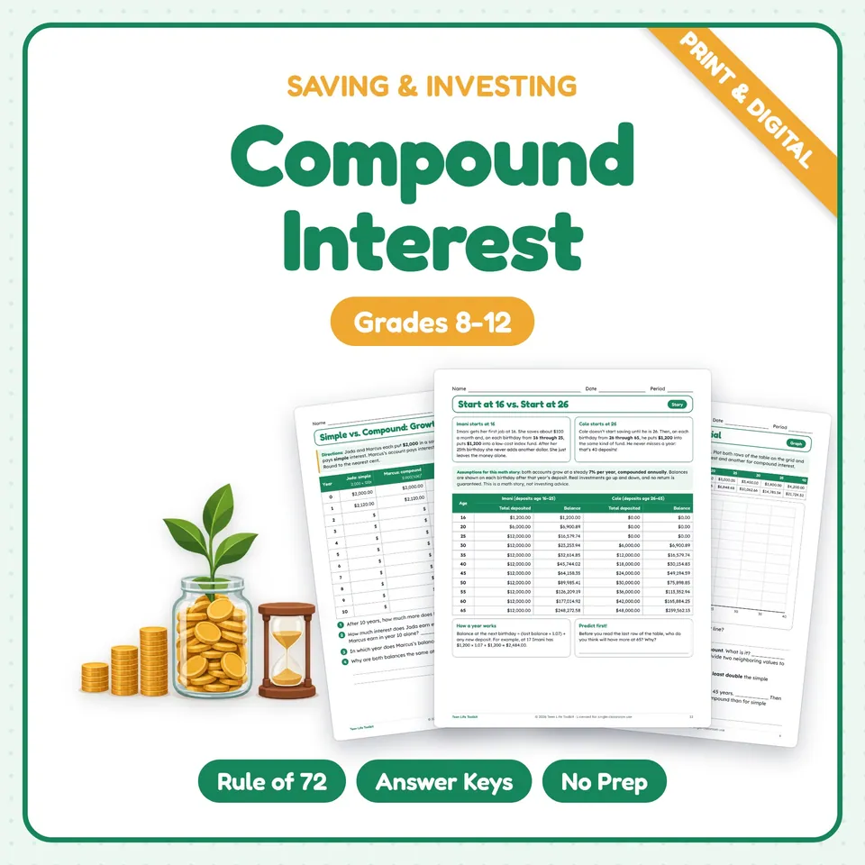 Compound Interest Activities cover