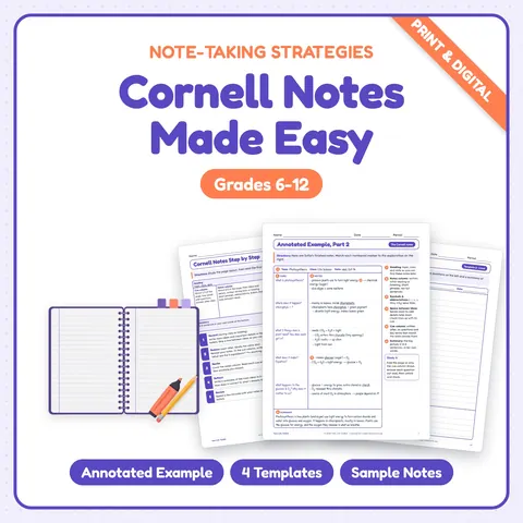 Cornell Notes Template & Note-Taking Strategies cover