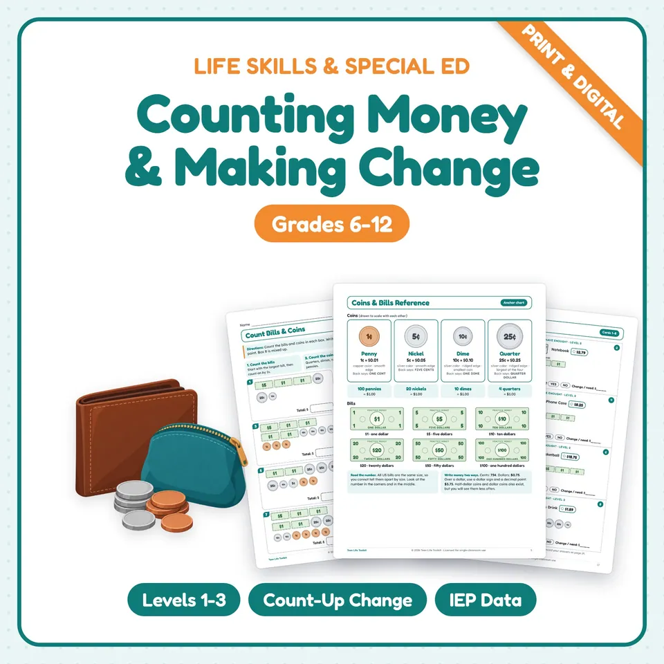 Counting Money & Making Change Worksheets cover