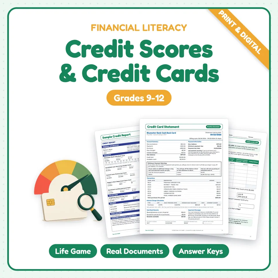 Credit Score Activities cover