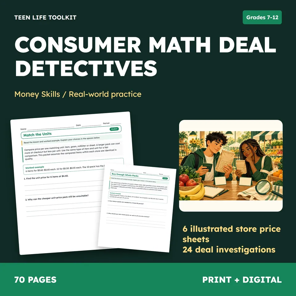 Consumer Math Deal Detectives cover