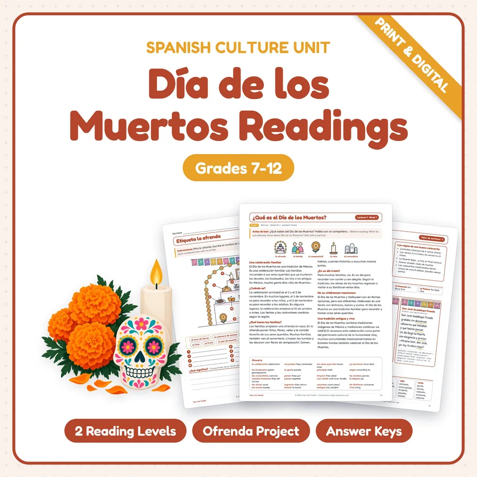 Día de los Muertos Spanish Activities cover