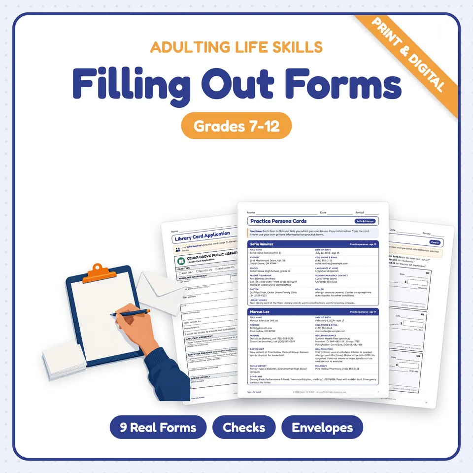 Filling Out Forms Life Skills cover