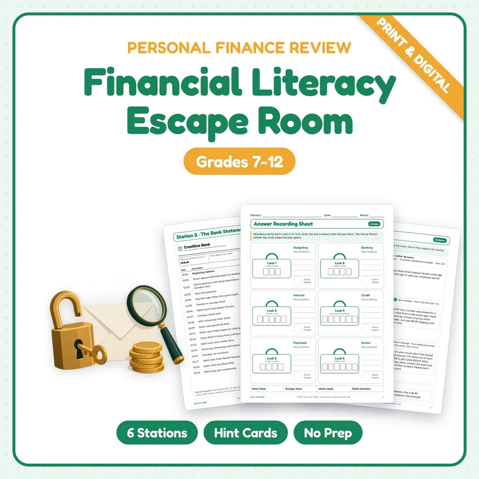 Financial Literacy Escape Room cover