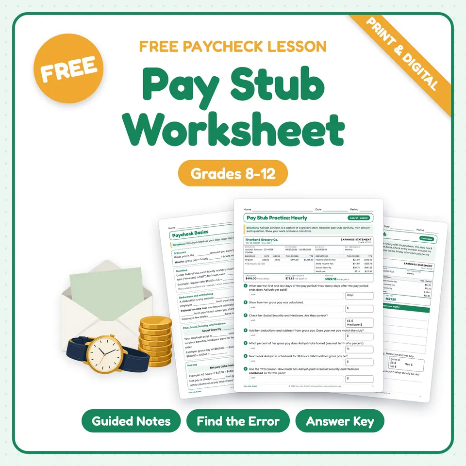 Pay Stub Worksheet cover