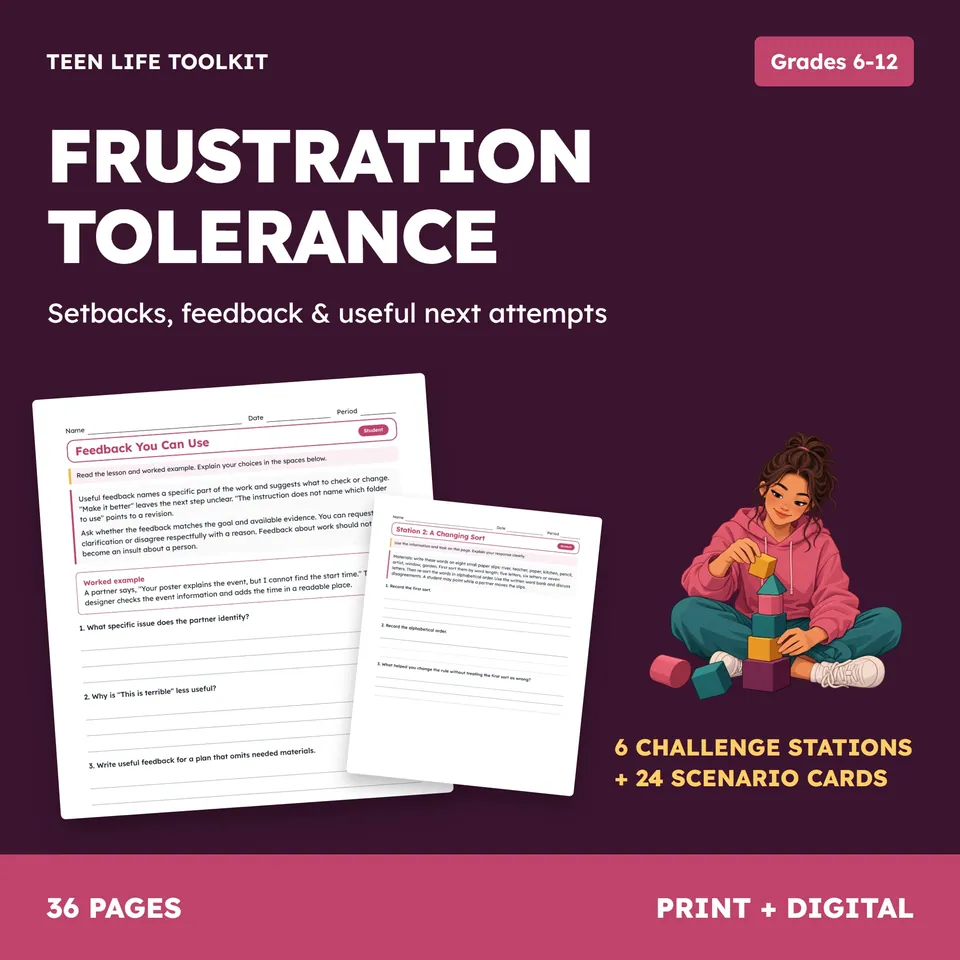 Frustration Tolerance Activities for Teens cover