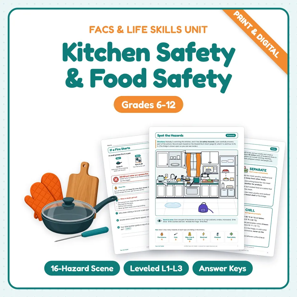 Kitchen Safety & Food Safety Activities cover