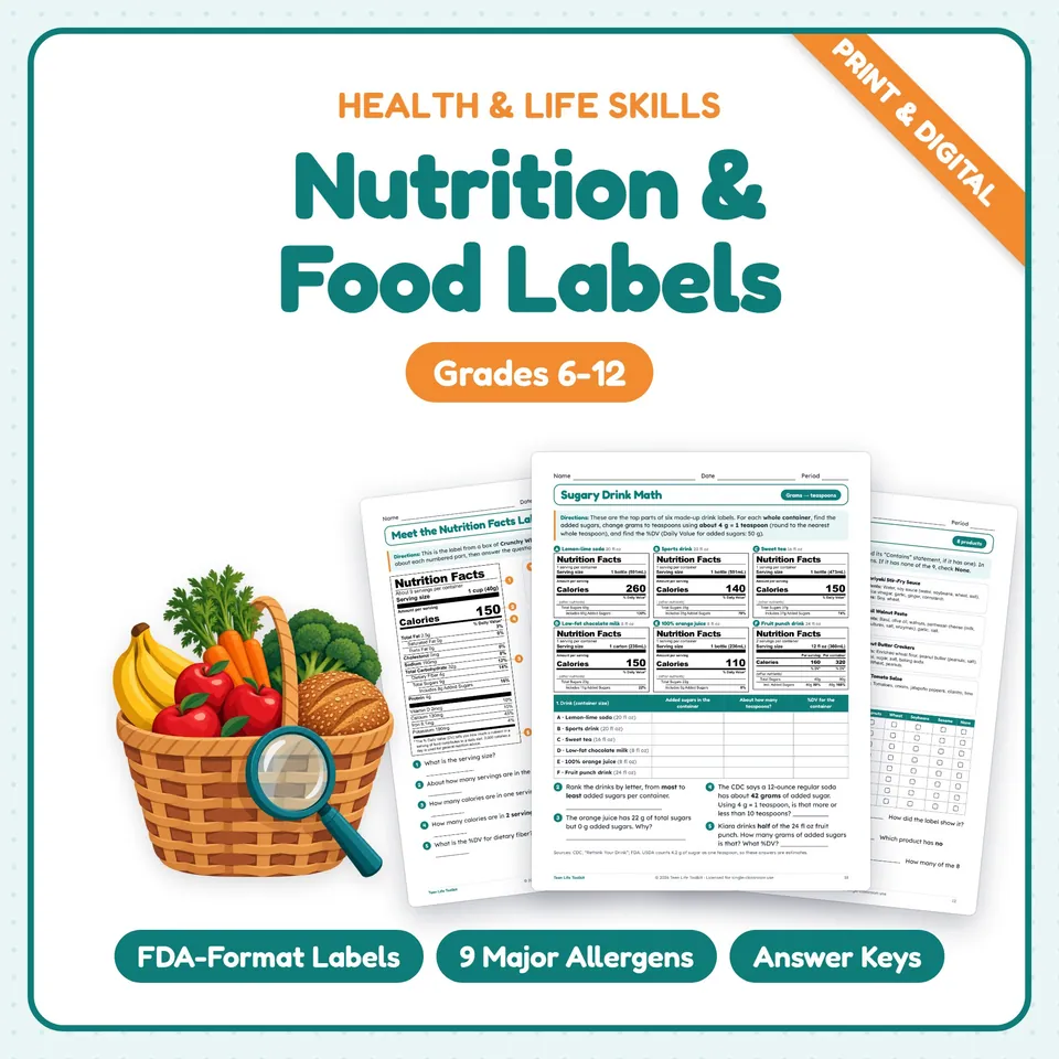 Nutrition Activities for Teens cover