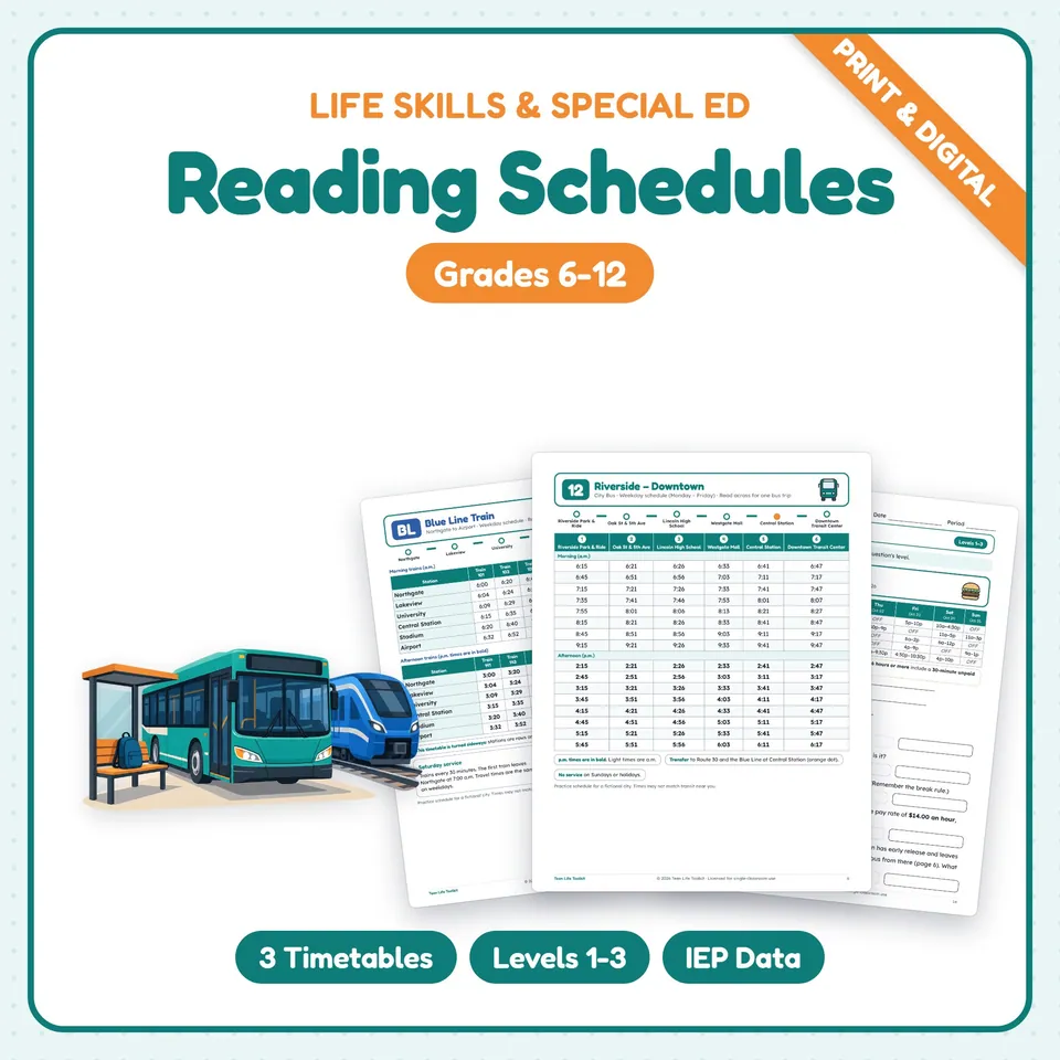 Reading Schedules Life Skills cover