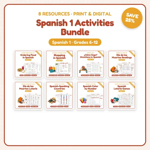 Spanish 1 Activities Bundle cover