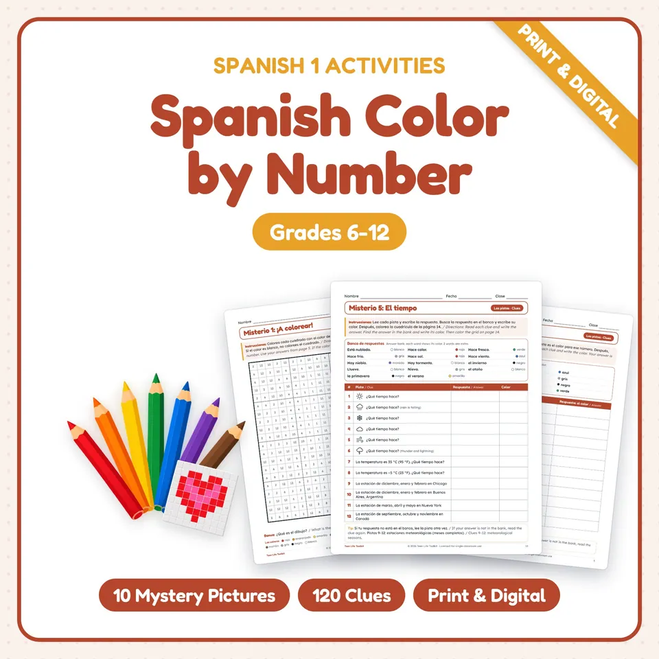 Spanish Color by Number cover