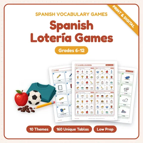 Spanish Lotería Vocabulary Games cover