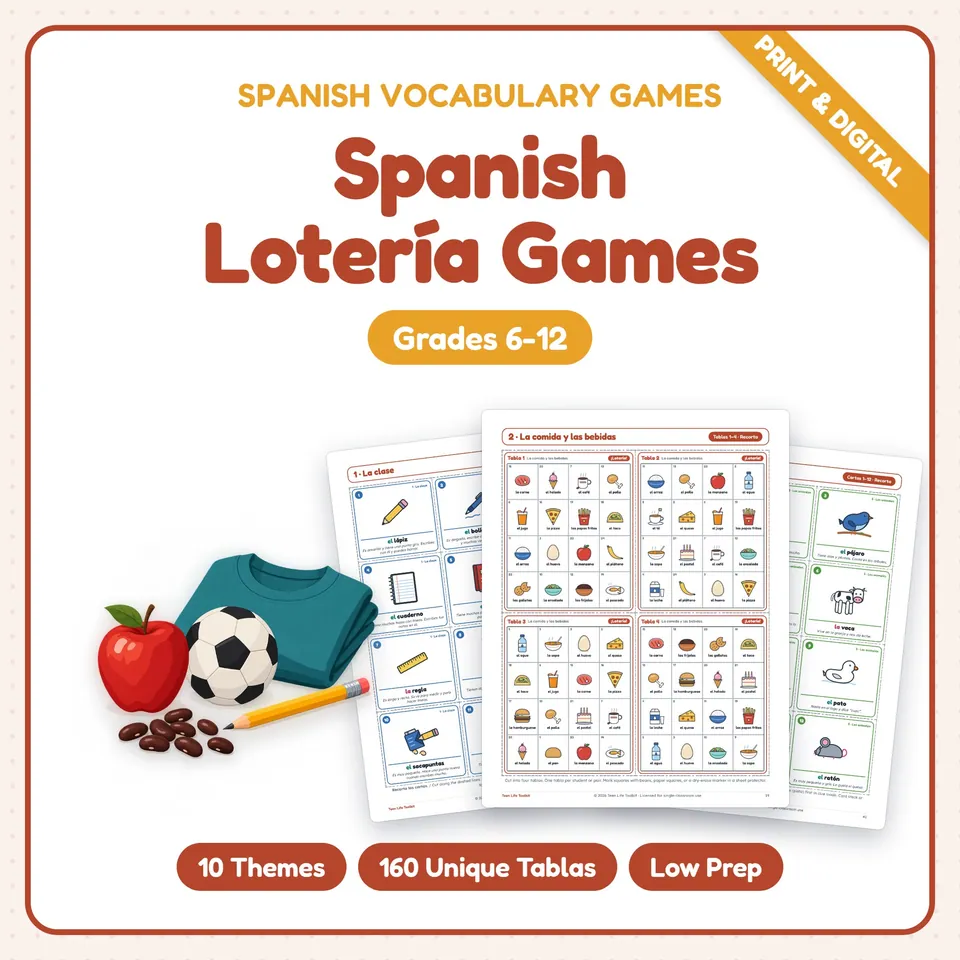 Spanish Lotería Vocabulary Games cover