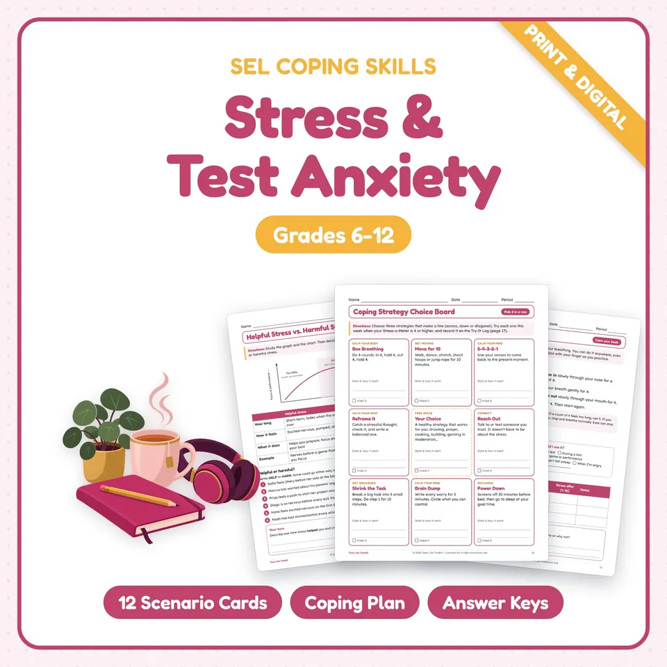 Test Anxiety & Stress Management Lessons for Teens cover