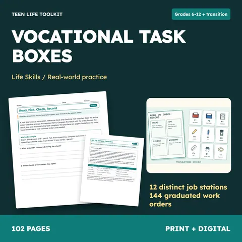 Vocational Task Boxes cover