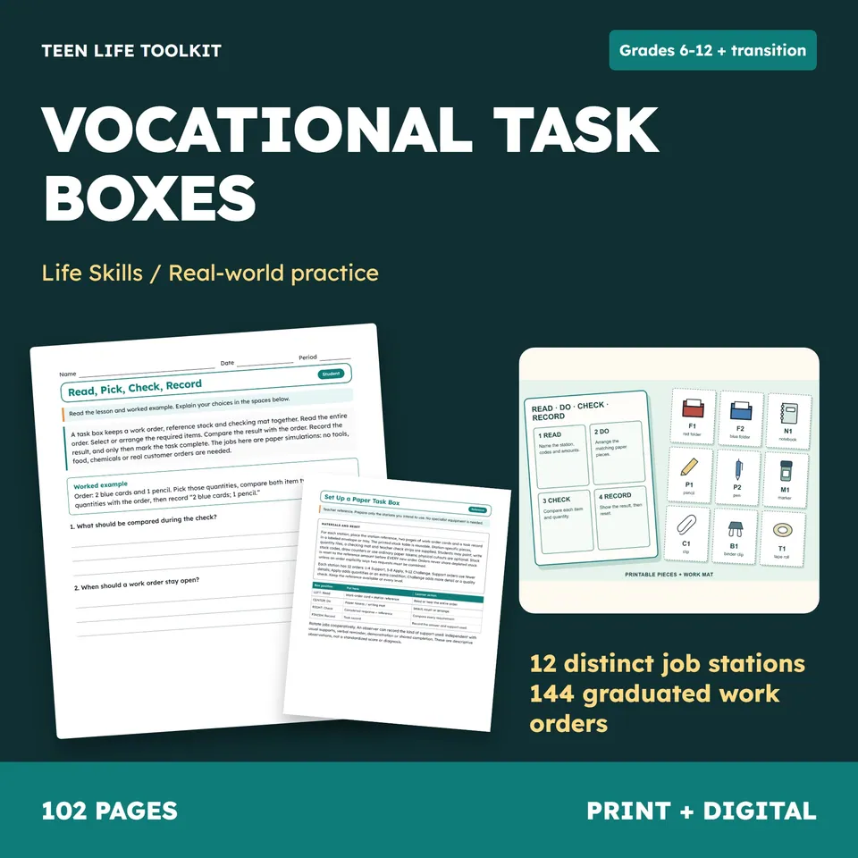 Vocational Task Boxes cover